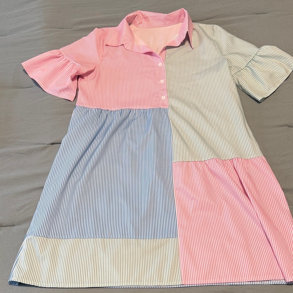 Seersucker patchwork dress